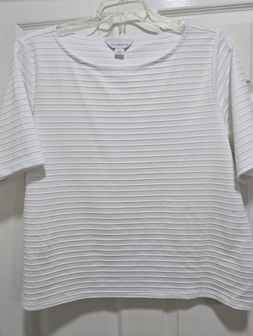 Clothes~ Liz Claiborne White Short Sleeve Top Blouse~ Women’s Size XXL~Worn Once